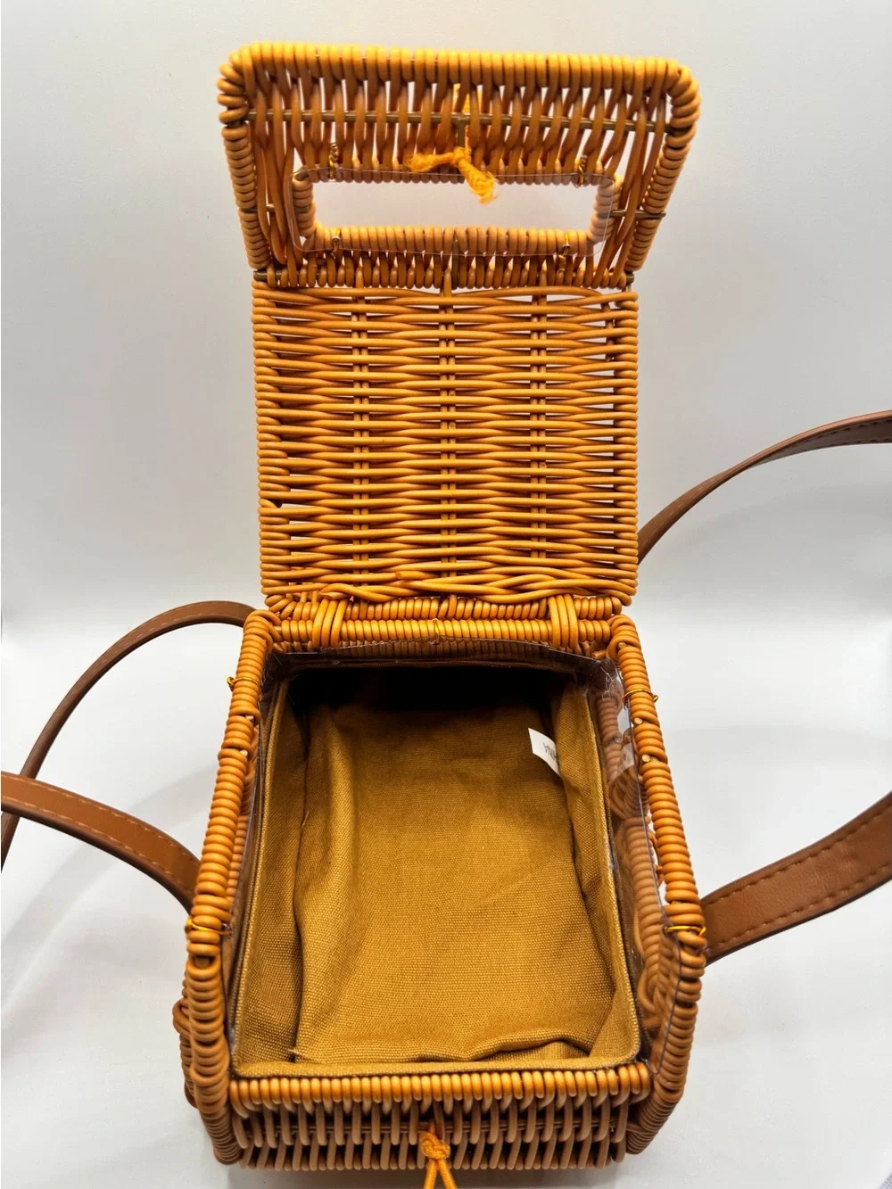 Tommy Bahama Woven Mini Car-Shaped Bag in Honey Brown with Tan Straps - Picture 5 of 12